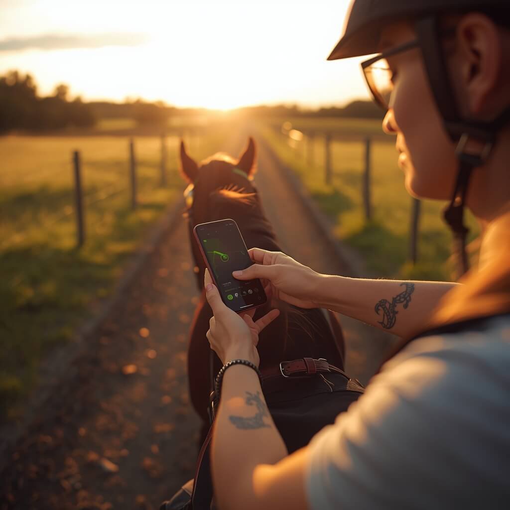 horse riding training app showing ride data such as speed and distance